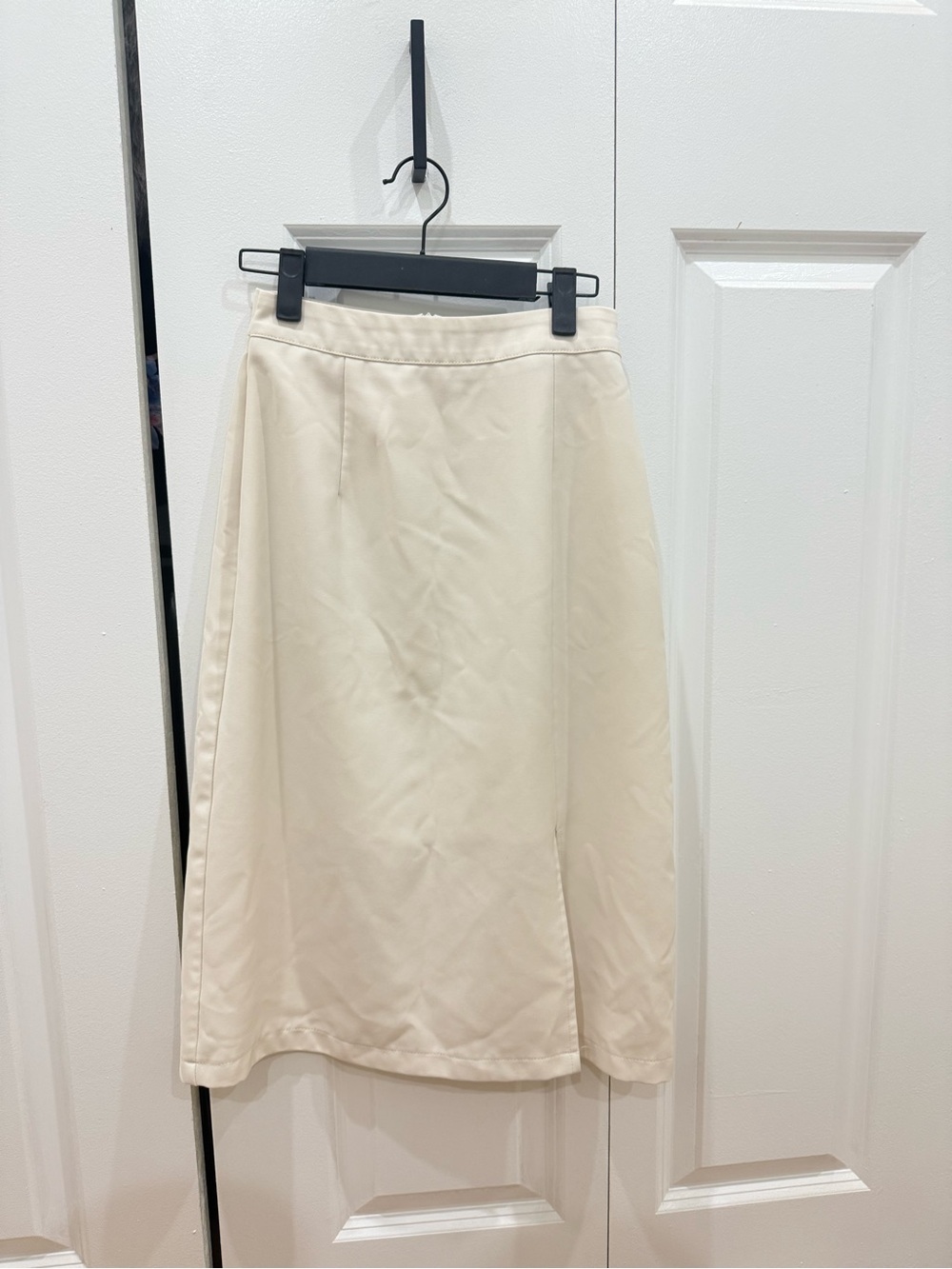 Cream A-Line Midi Skirt